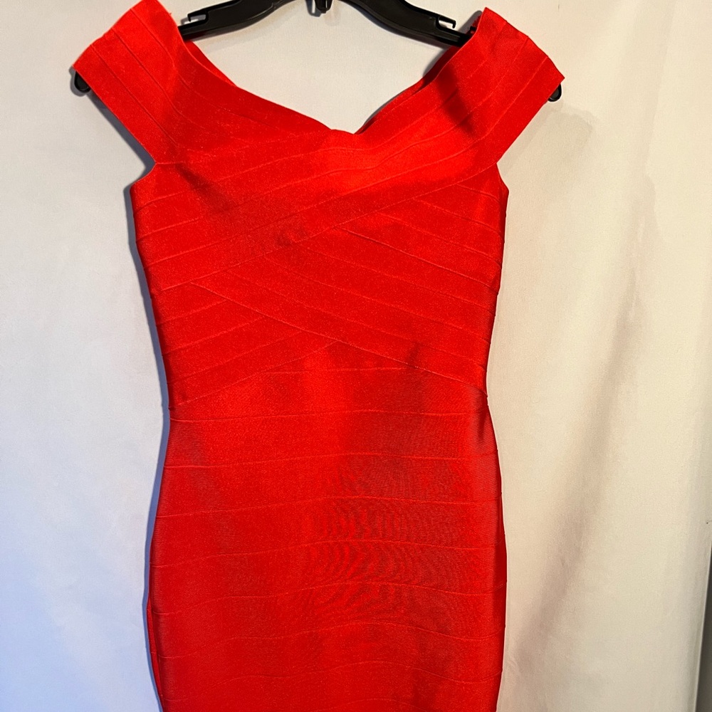 Red mini off the shoulder dress